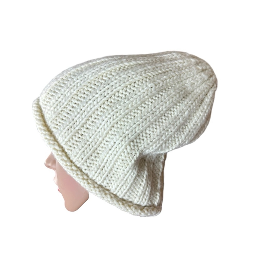 Free People Rory Ribbed Slouchy Ivory Beanie Hat - Picture 3 of 5